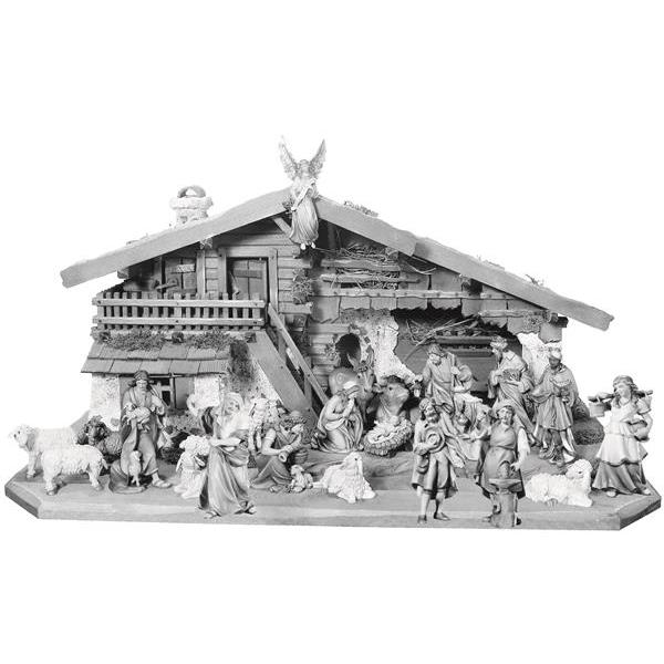 Nativity set 26 pieces with stable - natural