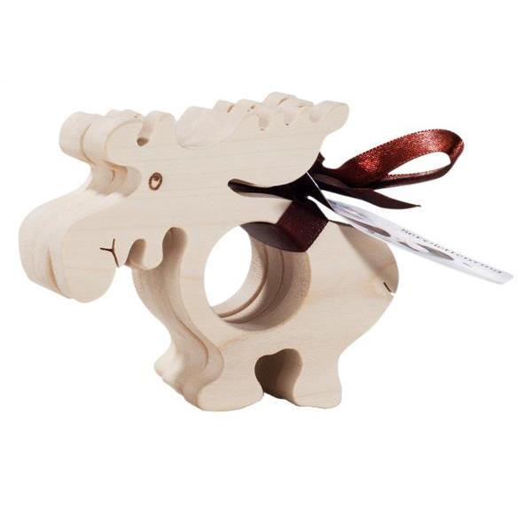 Napkin Rings Cow in wood, set 4 - natural