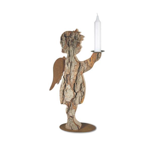 Rustic Wooden Angel candle holder - natural
