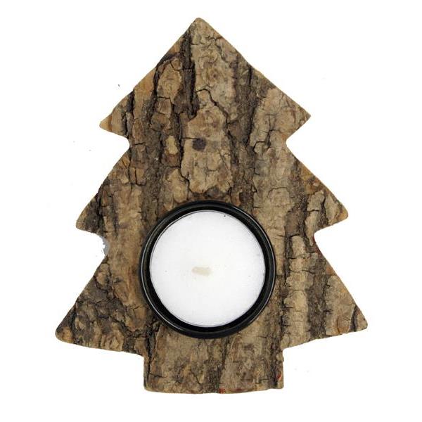 Wooden tree with tealight - natural