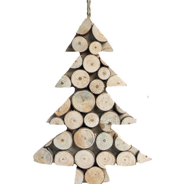 Tree with wooden circles - natural