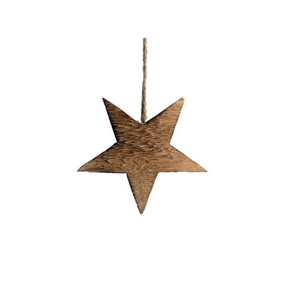 Wooden star to hang for home - natural