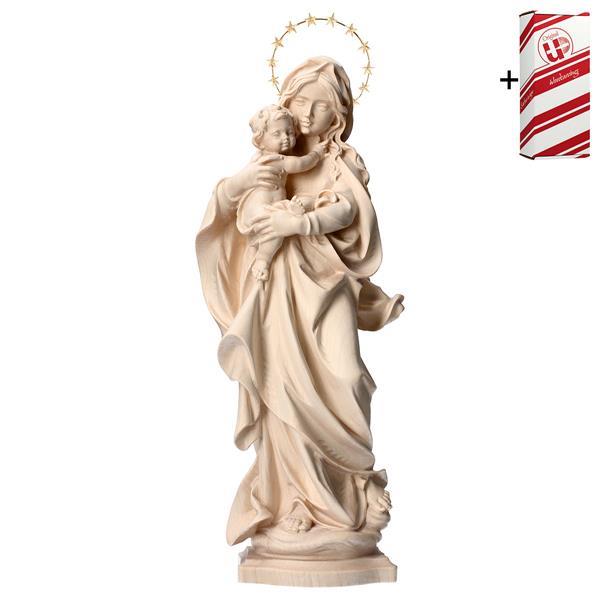 Our Lady of the Alps with Halo 12 stars brass - Linden wood carved - natural