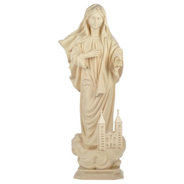 Queen of Peace with church - Linden wood carved - natural