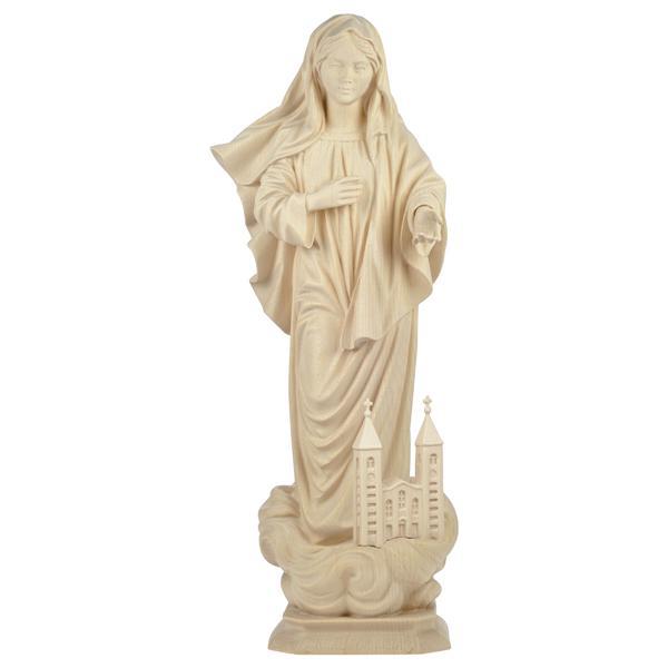 Kraljica Mira with church - Linden wood carved - natural