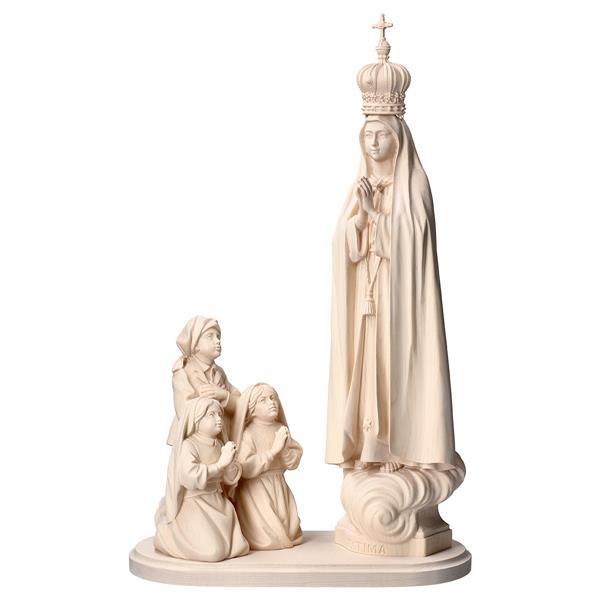 Apparition Group of Fátima Capelinha with crown - Linden wood carved - natural