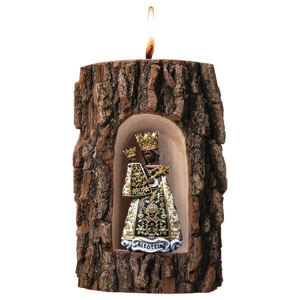 Our Lady of Altötting in grotto elm with candle - color