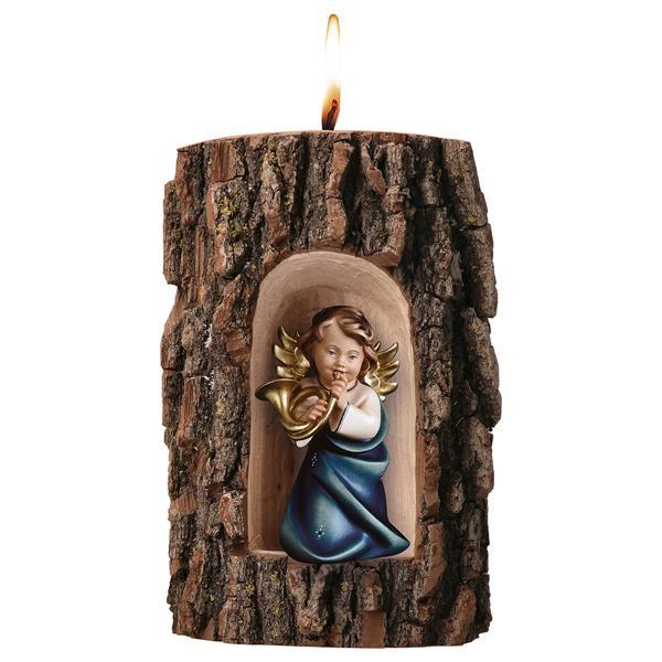 Heart Angel with horn in Grotto elm with candle - color