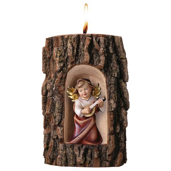 Heart Angel with lute in Grotto elm with candle - color