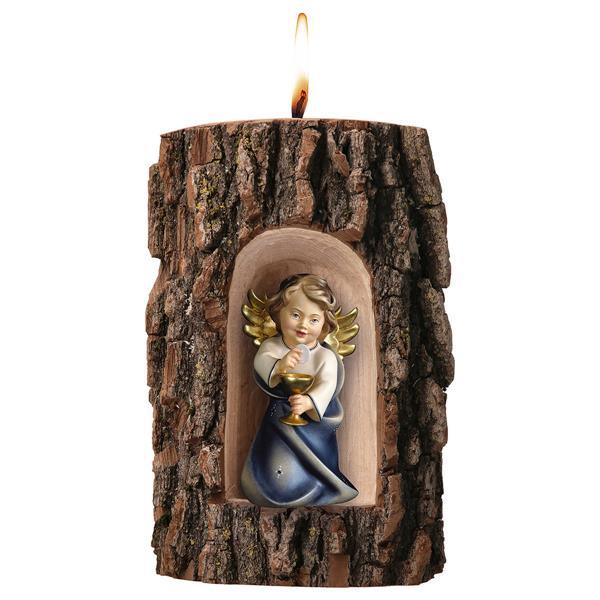 Heart Angel with calyx in Grotto elm with candle - color blue
