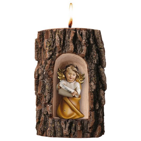 Heart Angel with notes in Grotto elm with candle - color