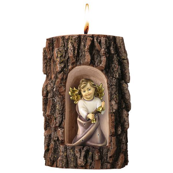 Heart Angel with bells in Grotto elm with candle - color