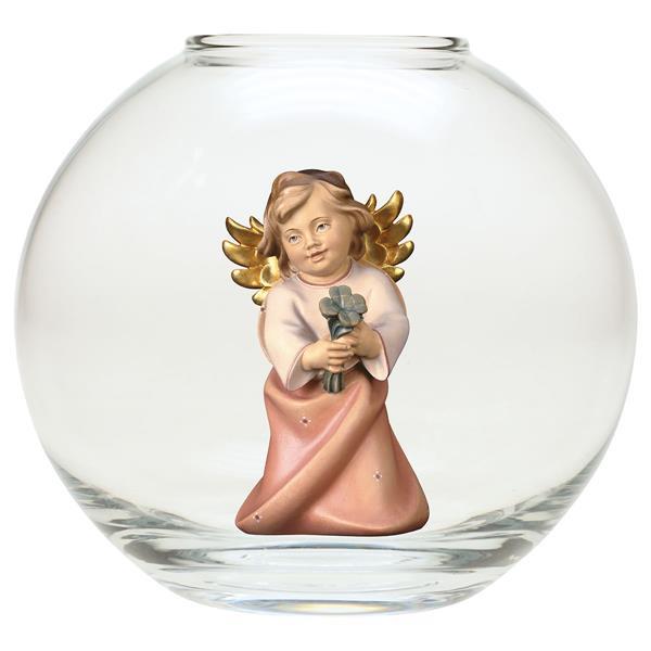 Heart Angel with four-clover - Glass sphere - color