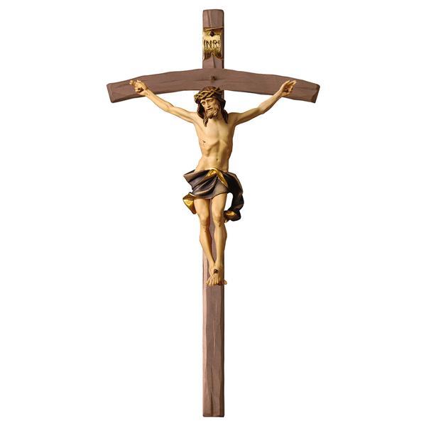 Crucifix Nazarean - Cross bent - Linden wood carved - color blue