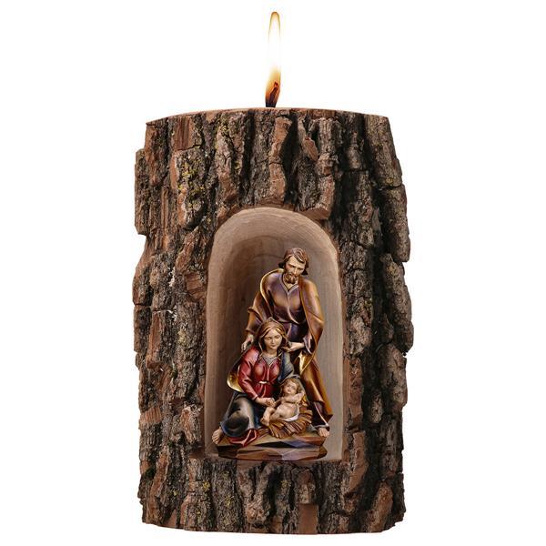 Nativity Baroque in grotto elm with candle - color