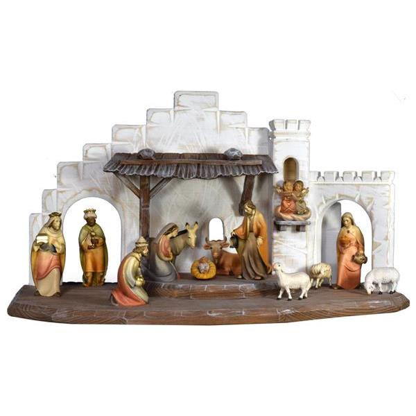 Nativity Scene brown_white + Rudolf 13pieces - color