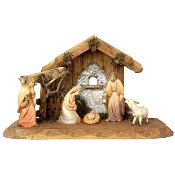 Family crib with holy family 5 pieces - natural