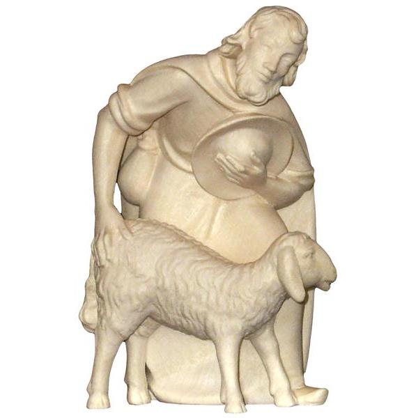 Shepherd folded up with sheep - natural