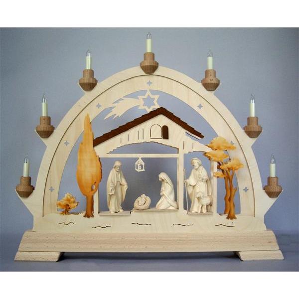 Round arch+holy Fam.+shepherd 42,5x49x7cm - natural