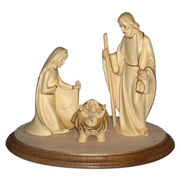 Nativity "Wihnath" 4 pzes. + plinth - wax polished gold decora.+face col.