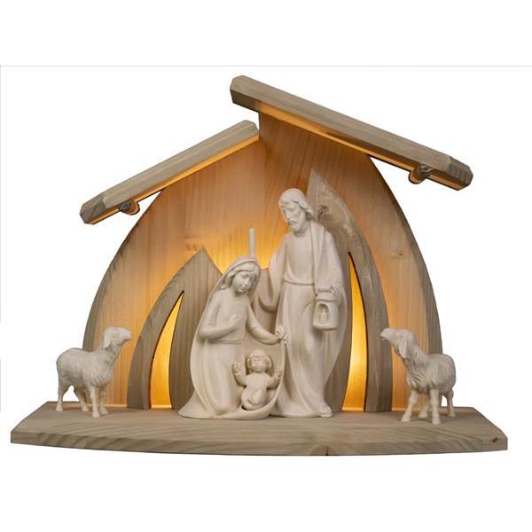 Nativity 5 pcs + 2 sheep with LED_ stable Altea - natural