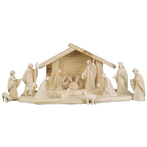 Winter stable with Aram Nativity Set Figures - natural