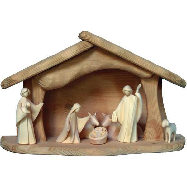 Crib stable family with 8 pcs.Aram nativity figures - natural