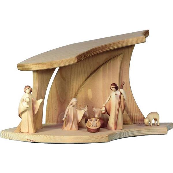 Crib stable family with Aram figures 8pz. - hued multicolor