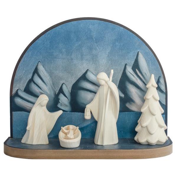 Round arch blue with Holy Family Aram+tree - natural