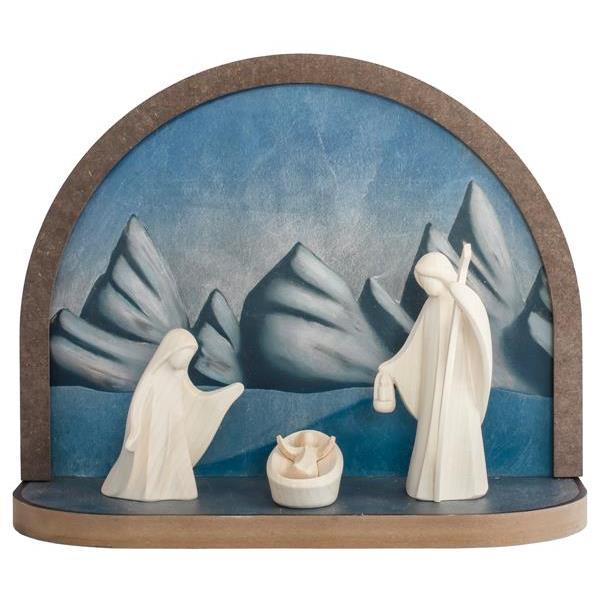 Round arch blue with frame and Holy Family Aram - natural