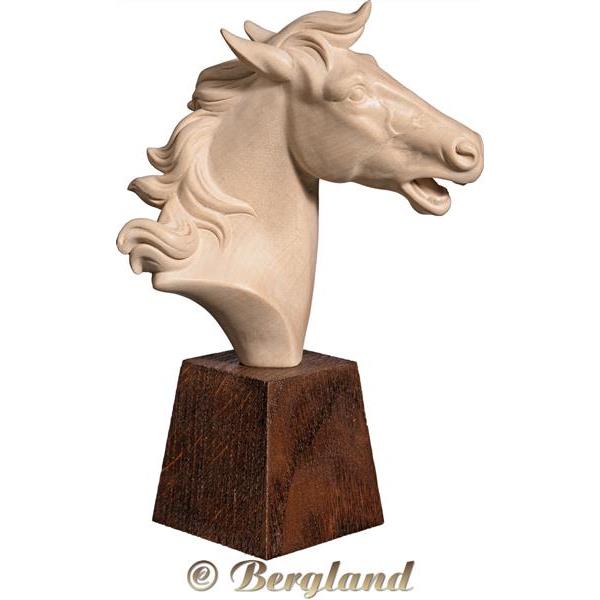 Horse head on base - natural