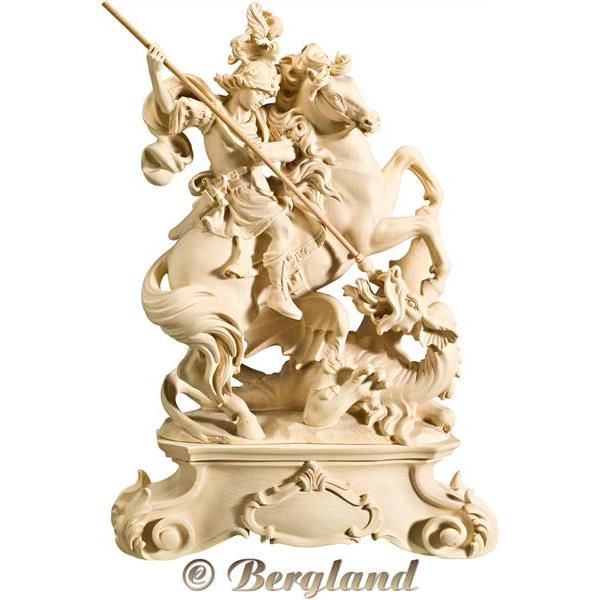 St. George on horse with pedestal - natural