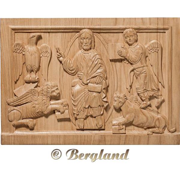 Relief romanic with Jesus and Evangelists - Natural Oak