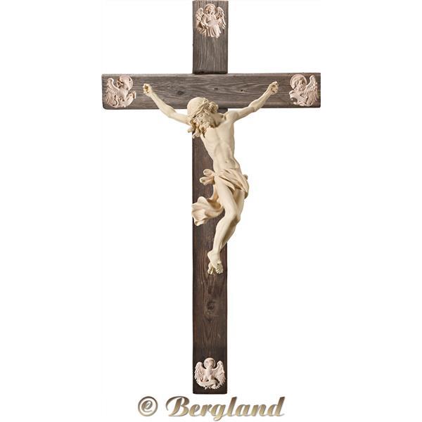 Corpus Baroque on cross "Old wood" with Evangelists - natural