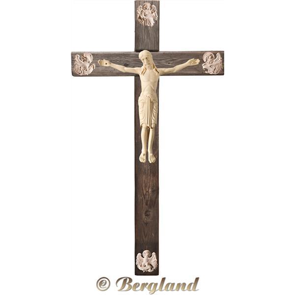 Corpus Romanic on cross "Old wood" with Evangelists - natural