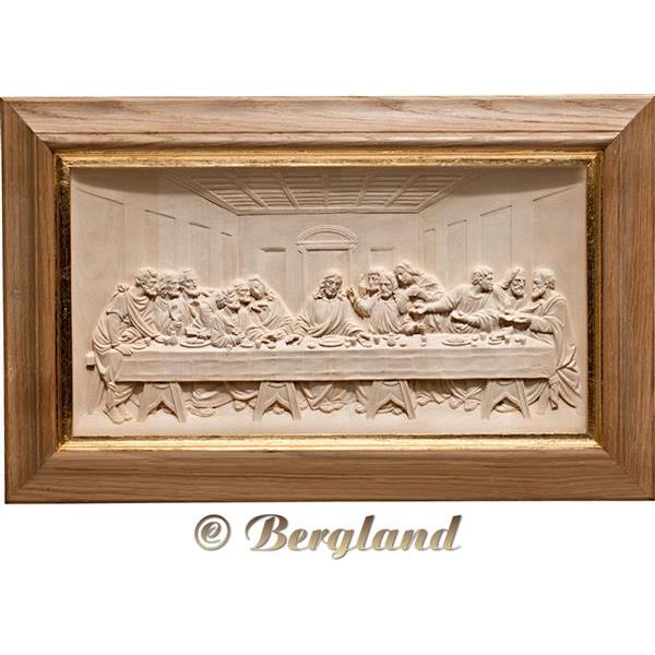Last Supper relief with oak wood frame - natural