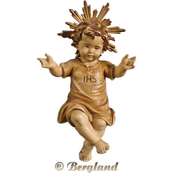 Jesus Child clothed "IHS" with aureole - hued multicolor